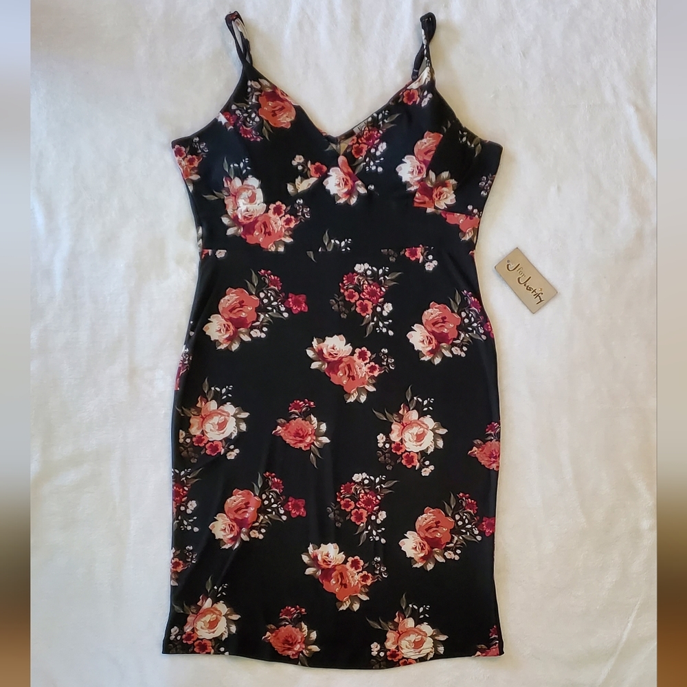 NWT - J for Justify | Bodycon Black Floral Dress Size XL - Picture 2 of 8